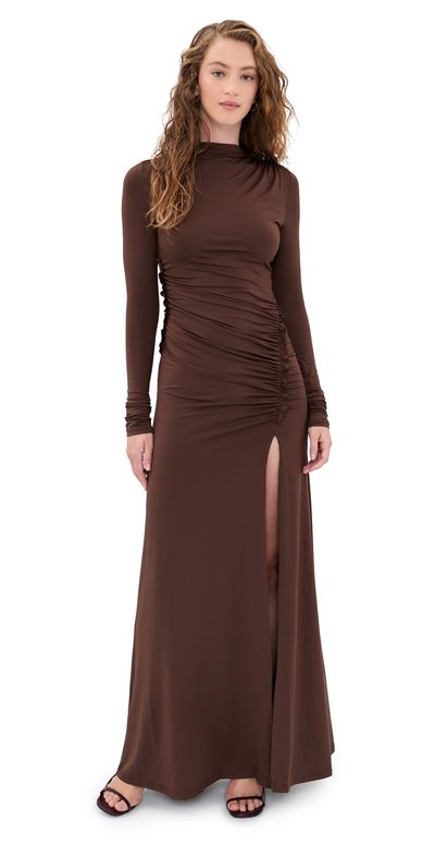 Seven Wonders Seven Wonders Lila Ruched Maxi Dress Chocolate