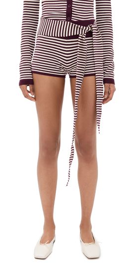 Seven Wonders Seven Wonders Mischief Knit Hot Shorts Wine Stripe