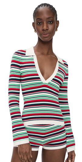 Seven Wonders Seven Wonders Xyla Collared Long Sleeve Knit Top Xyla Stripe