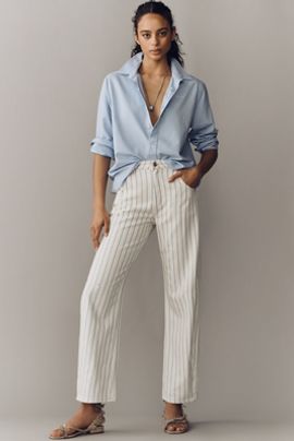Seventy + Mochi Nina Striped Mid-Rise Straight-Leg Jeans