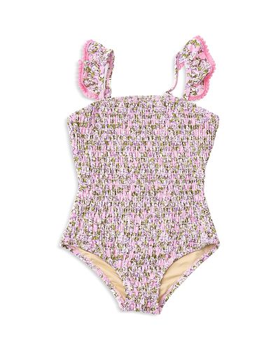 Shade Critters Shade Critters Girls' Blushing Blooms Smocked One Piece Swimsuit