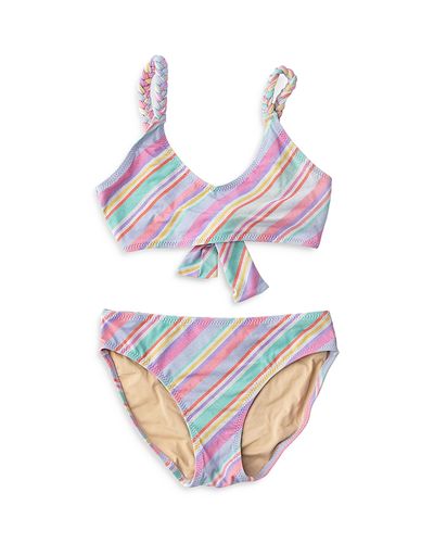 Shade Critters Shade Critters Girls' Diagonal Stripped Two Piece Swimsuit