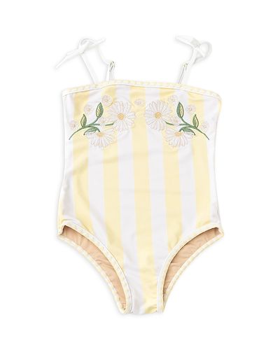 Shade Critters Shade Critters Girls' Embroidered Butter Striped Swimsuit