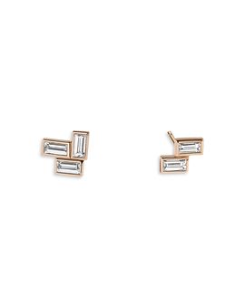 Shahla Karimi Shahla Karimi from the Luxe Collection Certified Lab Grown Diamond Mid Century Fallingwater Asymmetrical Baguette Studs in 14K Yellow Gold, 0.62 tcw
