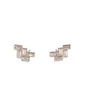 Shahla Karimi Shahla Karimi from the Luxe Collection Certified Lab Grown Diamond Mid Century Fallingwater Large Baguette Studs in 14K Yellow Gold, 1.1 tcw