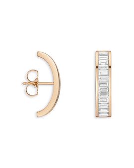 Shahla Karimi Shahla Karimi from the Luxe Collection Certified Lab Grown Diamond Rockefeller Baguette Arc Stud Earrings 14K Yellow Gold, 1.92 tcw