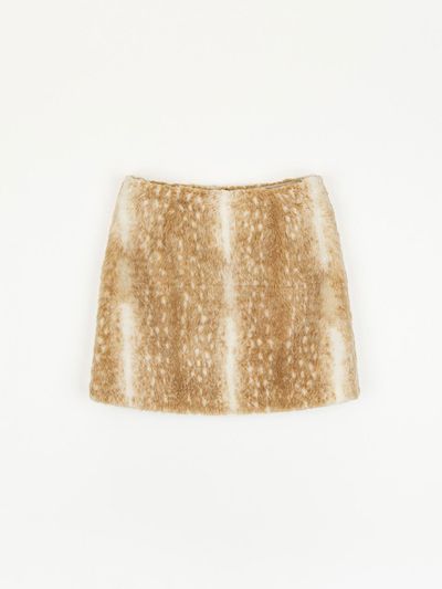 SHAKIRI DEER FURRY MINI SKIRT _BROWN