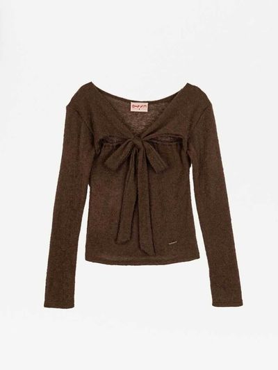 SHAKIRI WOOLY RIBBON TOP _CHOCOLATE