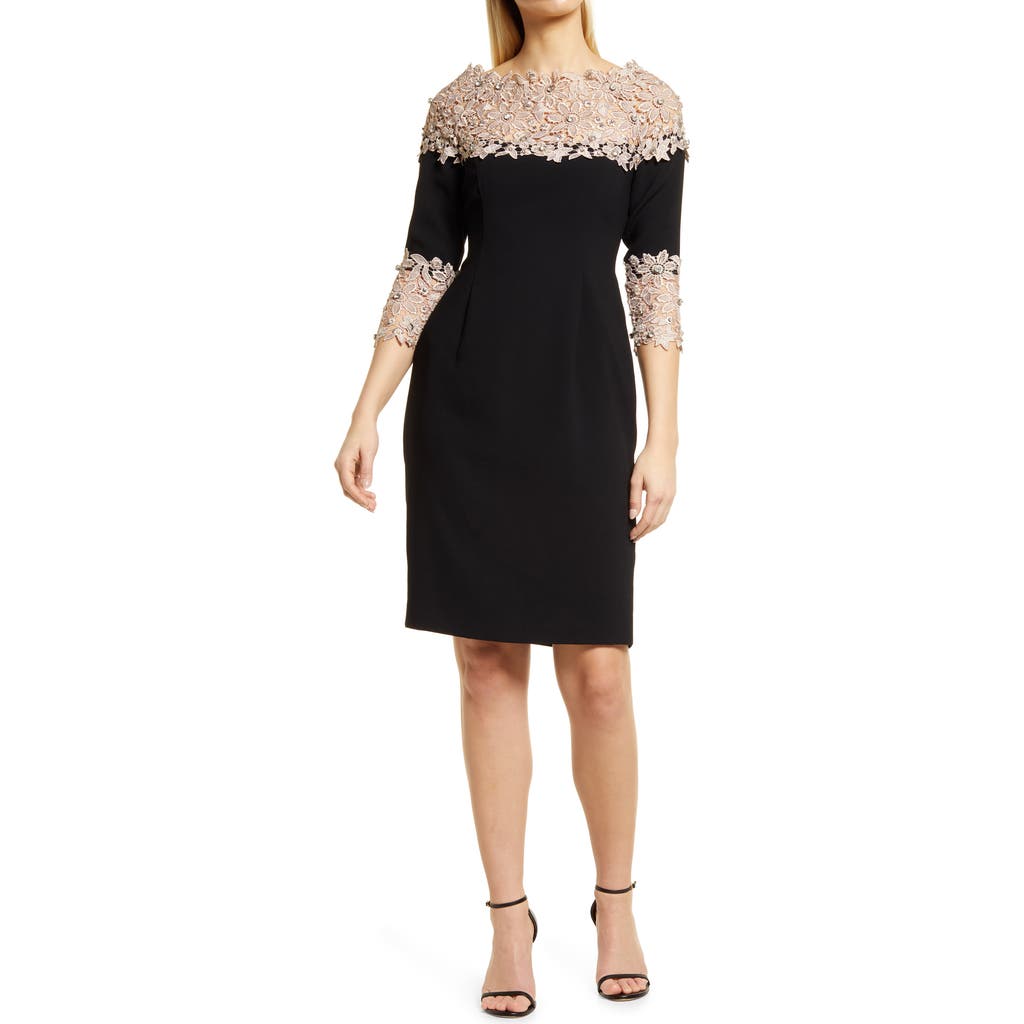 Shani Shani Crepe & Lace Sheath Dress