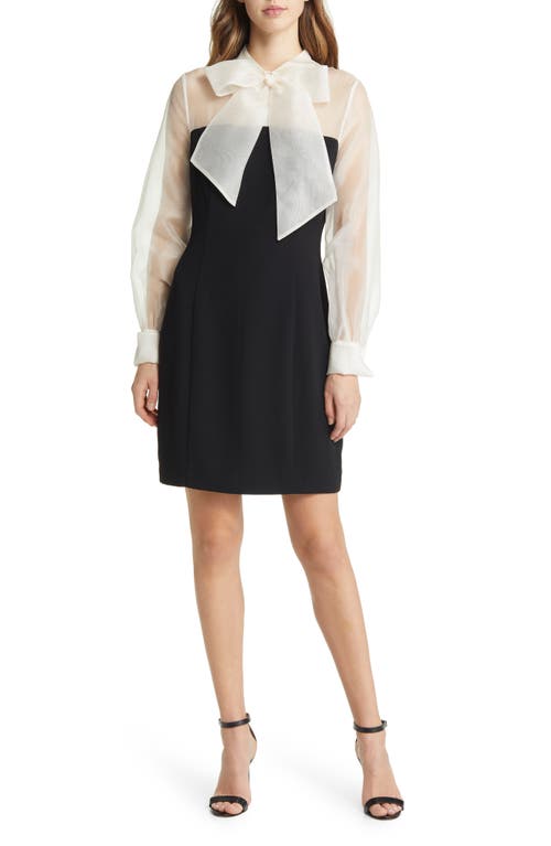 Shani Shani Long Sleeve Organza & Crepe Sheath Dress