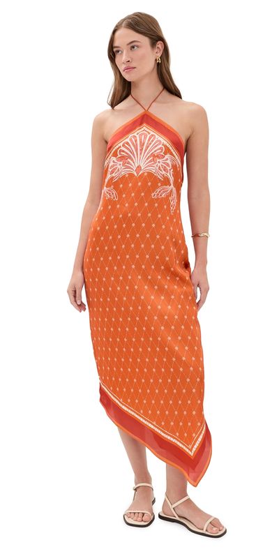 Shani Shemer Shani Shemer Athena Midi Dress Orange Mosaic Print