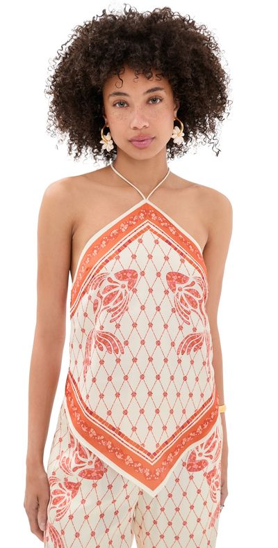 Shani Shemer Shani Shemer Jessie Top Orange Mosaic Print