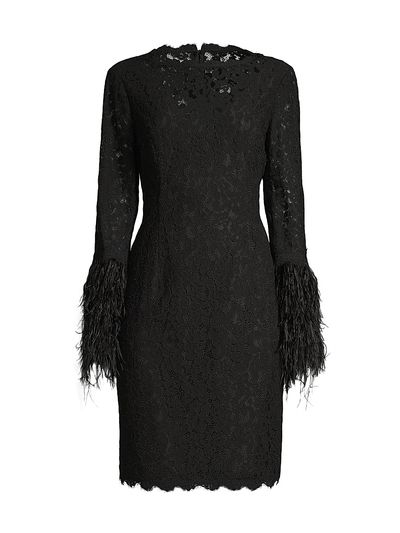 Shani Women's Feather-Trim Lace Sheath Dress