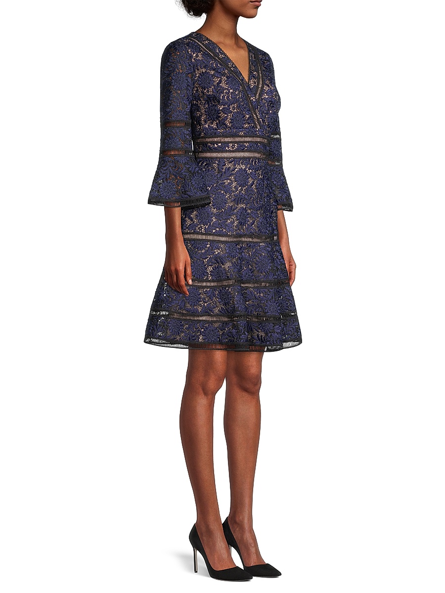 shani floral lace dress Buy Online Lace-Trim Crepe Fit & Flare Dress for Women main image 0
