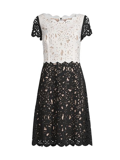 Shani Women's Laser-Cut Two-Tone Dress