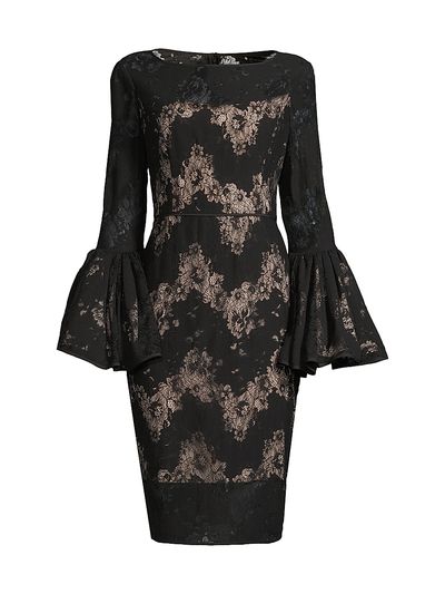 Shani Women's Metallic Lace Bell-Sleeve Sheath Dress