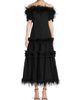 Shani Women's Off-the-Shoulder Feather-Trim Maxi Dress - 2