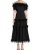 Shani Women's Off-the-Shoulder Feather-Trim Maxi Dress - 3