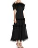 Shani Women's Off-the-Shoulder Feather-Trim Maxi Dress - 4