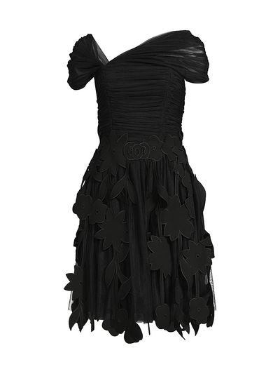Shani Women's Ruched Tulle Laser-Cut Minidress