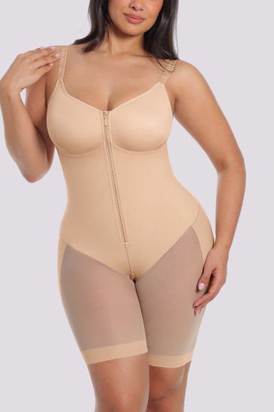 Shapellx Shapellx Body Shaper With Zipper Crotch Mid-Thigh Bodysuit