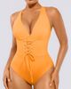 Shapellx Shapellx Plunge Lace-Up Tummy Control One-Piece Swimsuit - 4