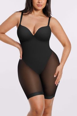Shapellx Shapellx Women Body Shaper Low Back Mid-Thigh Bodysuit