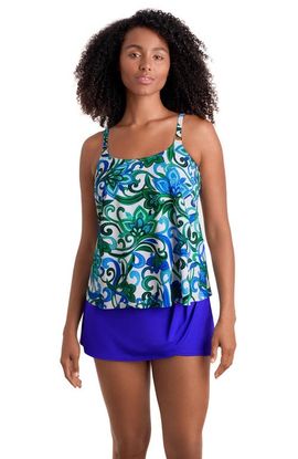 ShapeSolver ShapeSolver Asymmetrical Flounce Tankini Swimsuit Top