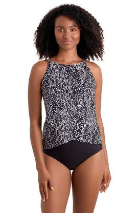 ShapeSolver ShapeSolver High Neck Tankini Plus Size Swimsuit Top
