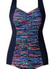 ShapeSolver ShapeSolver Shirred Front Princess Seam Girl Leg Plus Size One-Piece Swimsuit - 4
