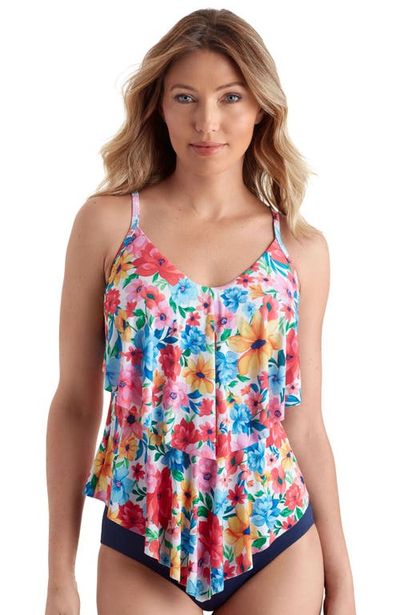 ShapeSolver ShapeSolver V-Neck Double Tiered Tankini Swimsuit Top