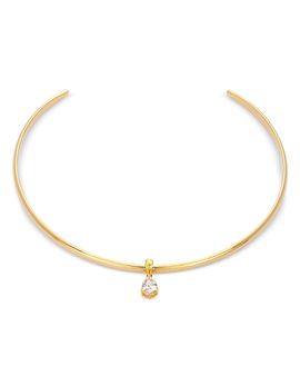 Shashi Shashi 14K Yellow Gold Plate & Cubic Zirconia Structured Collar Necklace, 16-18