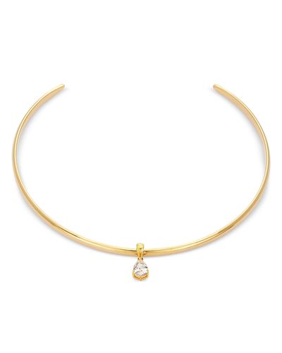 Shashi Shashi 14K Yellow Gold Plate & Cubic Zirconia Structured Collar Necklace, 16-18