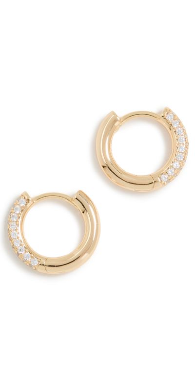 SHASHI SHASHI 18k Pave Huggies Gold One Size