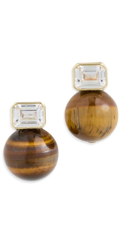 SHASHI SHASHI Baguette Tiger Eye Earrings Gold/Tiger Eye One