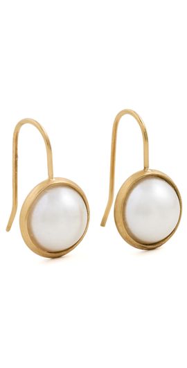 SHASHI SHASHI Bezel Pearl French Hook Earrings Gold/Pearl One