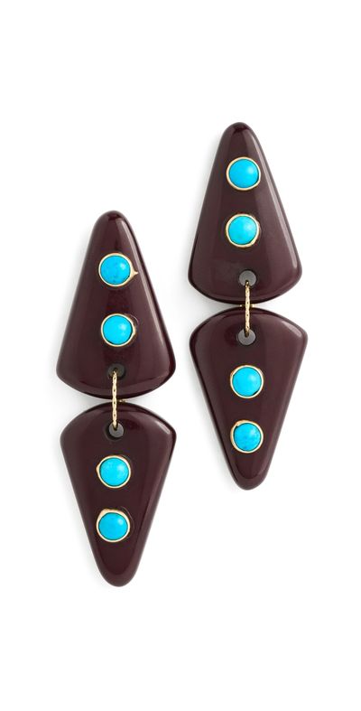 SHASHI SHASHI Cowgirl Earrings Brown/Turquoise One