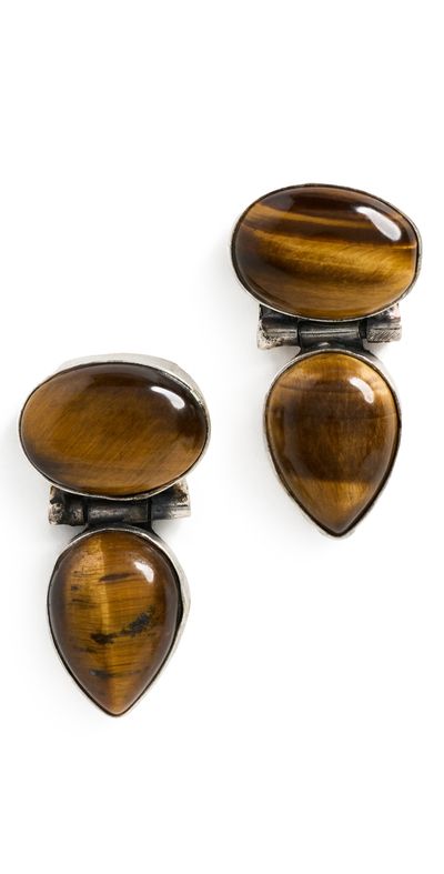 SHASHI SHASHI Dallas Tear Drop Earrings Tigers Eye One