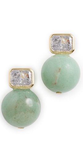 SHASHI SHASHI Emerald Baguette Gemstone Earrings Rouge One