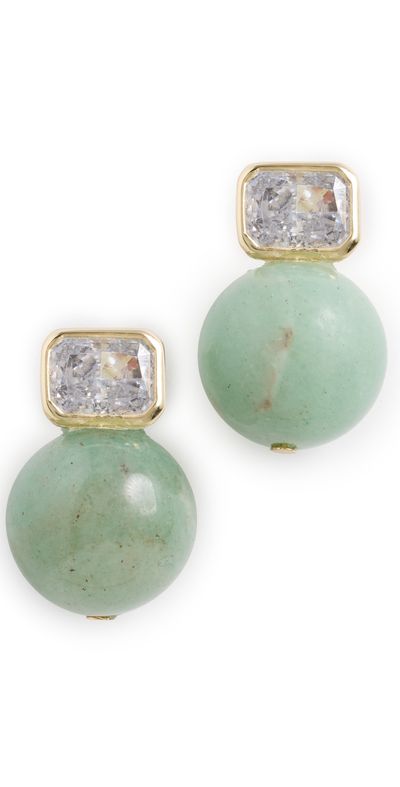 SHASHI SHASHI Emerald Baguette Gemstone Earrings Rouge One