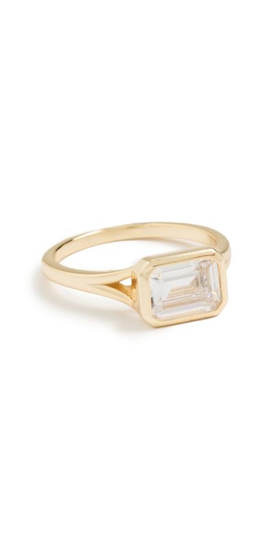 SHASHI SHASHI Emerald Baguette Ring Gold 6