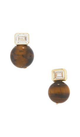 SHASHI SHASHI Emerald Baguette Tiger Eye Earring
