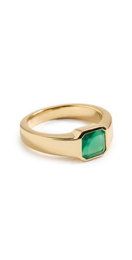 SHASHI SHASHI Emerald Pinky Signet Ring Emerald