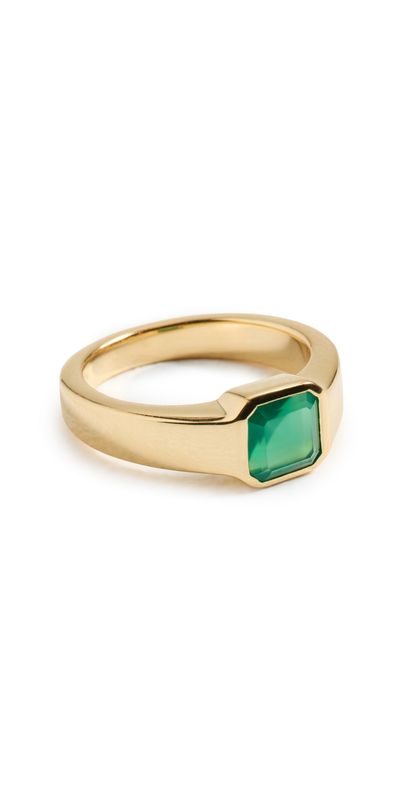 SHASHI SHASHI Emerald Pinky Signet Ring Emerald