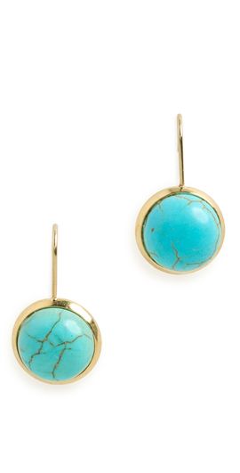 SHASHI SHASHI French Hook Turquoise Bezel Drop Gold/Turquoise One