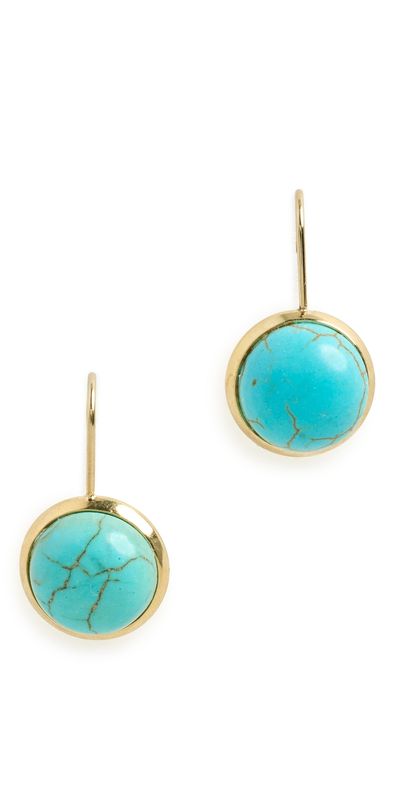 SHASHI SHASHI French Hook Turquoise Bezel Drop Gold/Turquoise One