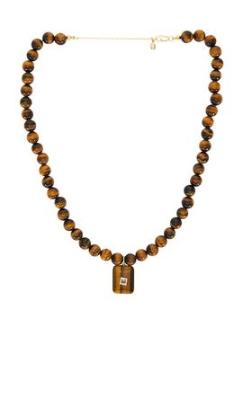 SHASHI SHASHI Gemstone Tiger Eye Pendant Necklace