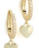 SHASHI SHASHI Heart Drop Pave Huggie Earings Gold One - 1