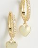SHASHI SHASHI Heart Drop Pave Huggie Earings Gold One - 2