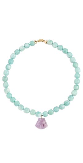 SHASHI SHASHI Jade Scallop Gemstone Pendant Necklace Jade/Amethyst One